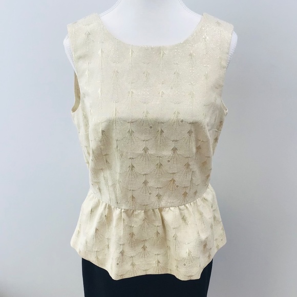 H&M Tops - H&M size 12-14 sleeveless gold brocade top with gathered waist